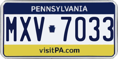 PA license plate MXV7033