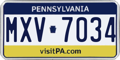 PA license plate MXV7034