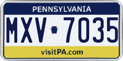 PA license plate MXV7035