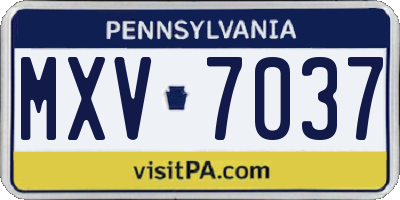 PA license plate MXV7037
