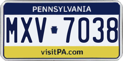 PA license plate MXV7038