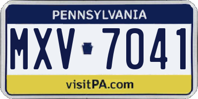 PA license plate MXV7041