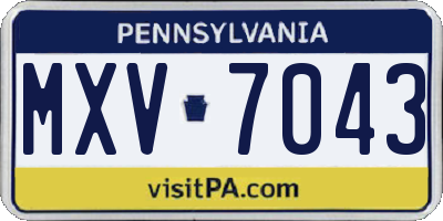PA license plate MXV7043