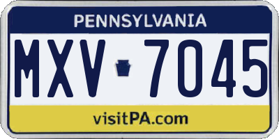 PA license plate MXV7045