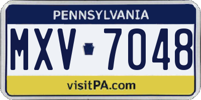 PA license plate MXV7048