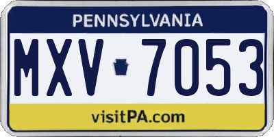 PA license plate MXV7053