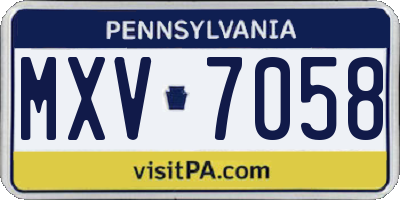 PA license plate MXV7058