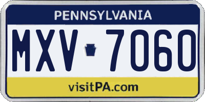 PA license plate MXV7060