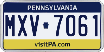 PA license plate MXV7061