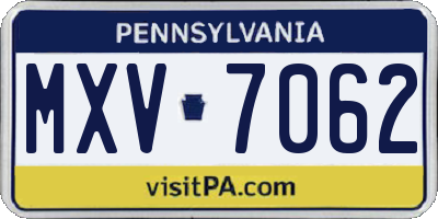 PA license plate MXV7062