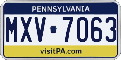 PA license plate MXV7063