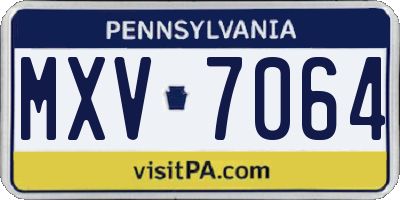 PA license plate MXV7064