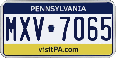 PA license plate MXV7065