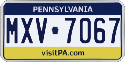 PA license plate MXV7067
