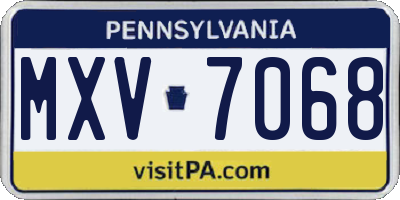 PA license plate MXV7068