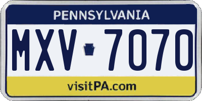 PA license plate MXV7070