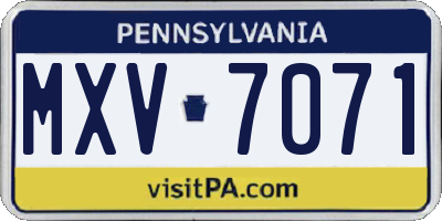 PA license plate MXV7071