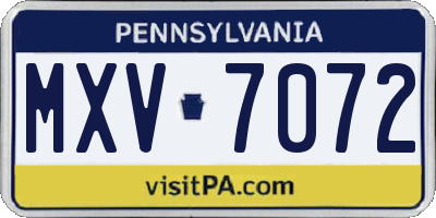 PA license plate MXV7072