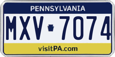 PA license plate MXV7074
