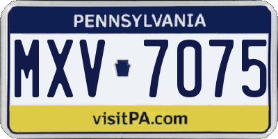 PA license plate MXV7075