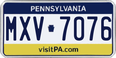 PA license plate MXV7076