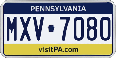 PA license plate MXV7080