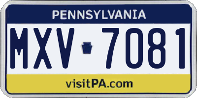 PA license plate MXV7081