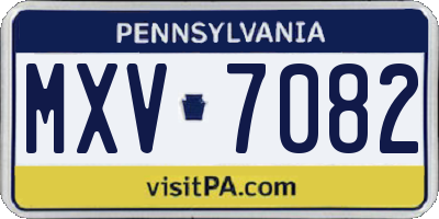 PA license plate MXV7082