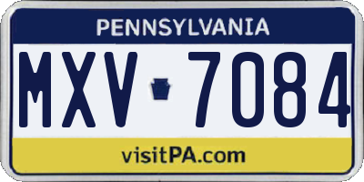 PA license plate MXV7084
