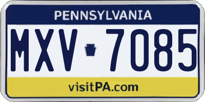 PA license plate MXV7085