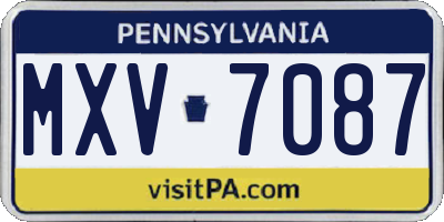 PA license plate MXV7087