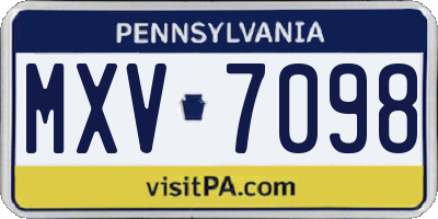 PA license plate MXV7098