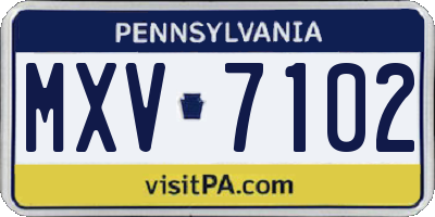 PA license plate MXV7102