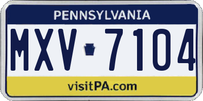 PA license plate MXV7104