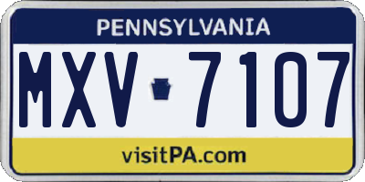 PA license plate MXV7107