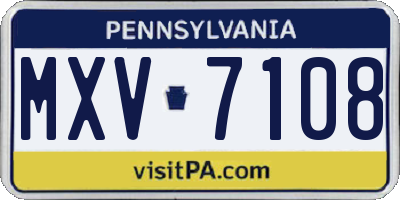 PA license plate MXV7108