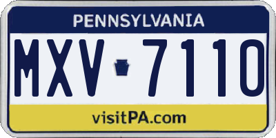 PA license plate MXV7110