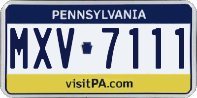 PA license plate MXV7111