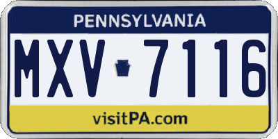 PA license plate MXV7116