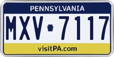 PA license plate MXV7117