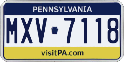 PA license plate MXV7118