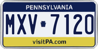 PA license plate MXV7120