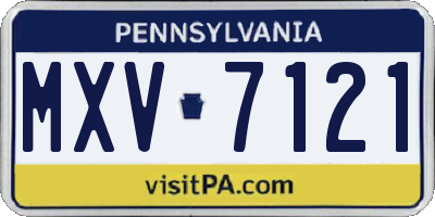 PA license plate MXV7121