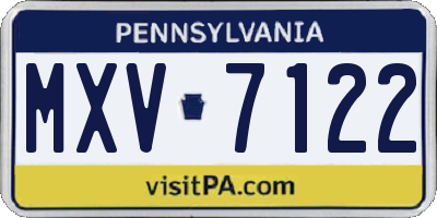 PA license plate MXV7122