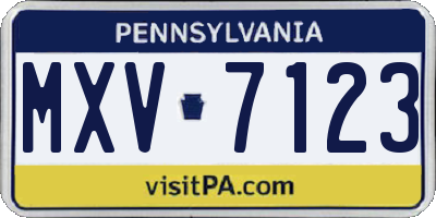 PA license plate MXV7123