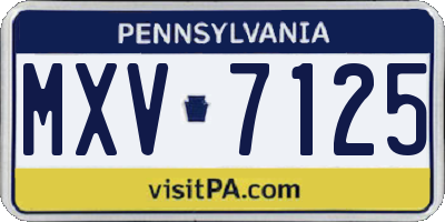 PA license plate MXV7125