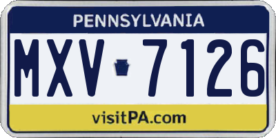 PA license plate MXV7126