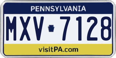 PA license plate MXV7128