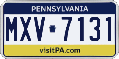 PA license plate MXV7131