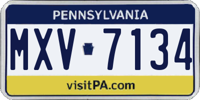 PA license plate MXV7134